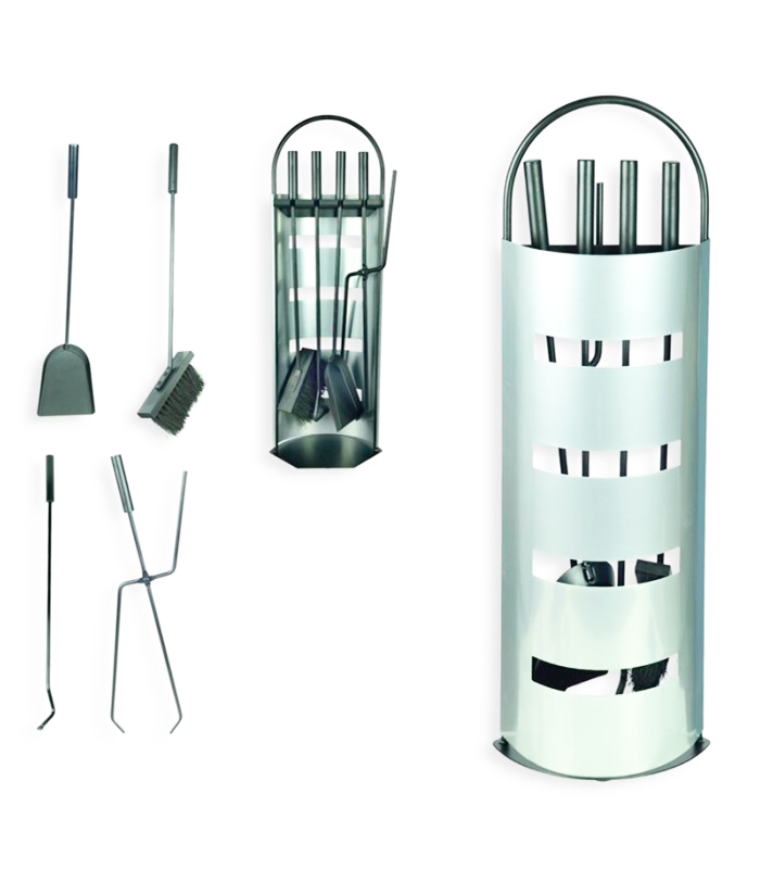 Set de 4 utensilios para chimenea con soporte, herramientas, accesorios para chimenea de leña de interior, hoguera, barbacoa, 67 x 21 x 14 cm