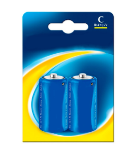 Tradineur - Pack de 2 pilas R14 - 1,5 V - C - pilas de repuesto para juguetes, linternas, relojes, aparatos electrónicos - 4,6 x 2,5 cm