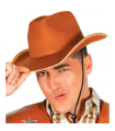 Tradineur - Sombrero vaquero para adulto, fieltro, gorro para disfraces, accesorio de carnaval, Halloween, cosplay, fiestas (Marrón, unisex, talla única)