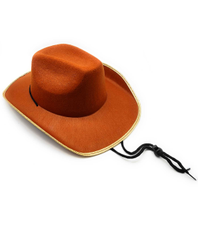 Tradineur - Sombrero vaquero para adulto, fieltro, gorro para disfraces, accesorio de carnaval, Halloween, cosplay, fiestas (Marrón, unisex, talla única)