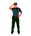 Tradineur - Disfraz de policía para hombre, manga corta, poliéster 100%, incluye gorra, camiseta, pantalón y cinturón, atuendo de carnaval, Halloween, cosplay, fiestas (Adulto, Talla L)