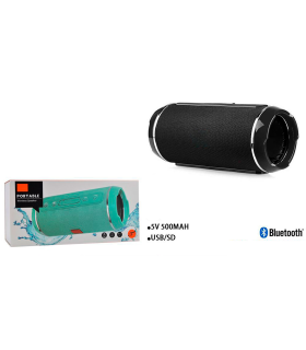 Tradineur - Altavoz portátil cilíndrico con bluetooth, banda FM, batería recargable, 3 horas duración, cable jack 3,5 mm, ranuras usb y micro SD, 18,5 x 8 cm, color aleatorio