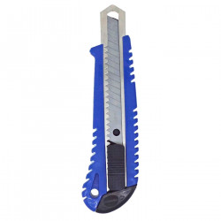 Cúter profesional con mango antideslizante, cutter con cuchilla de 18 mm, bloqueo de seguridad, carcasa de plástico, forma ergon