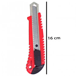 Cúter profesional con mango antideslizante, cutter con cuchilla de 18 mm, bloqueo de seguridad, carcasa de plástico, forma ergon