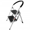Tradineur - Escalera plegable de acero con 2 peldaños antideslizantes de 30 x 20 cm, multiusos, uso interior y exterior, 80 x 54