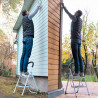 Tradineur - Escalera plegable de acero con 2 peldaños antideslizantes de 30 x 20 cm, multiusos, uso interior y exterior, 80 x 54