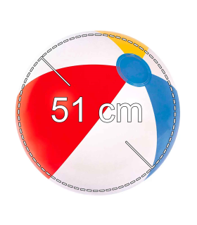 Tradineur - Pelota de playa hinchable con diseño de franjas de colores, vinilo resistente, inflado y desinflado rápido, piscina, verano, Ø 51 cm