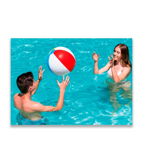 Tradineur - Pelota de playa hinchable con diseño de franjas de colores, vinilo resistente, inflado y desinflado rápido, piscina, verano, Ø 51 cm