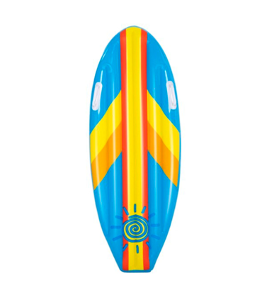 Tradineur - Colchoneta surf infantil hinchable con asas 112 x 40 x 10 cm, flotador inflable flotante natación, niños, playa y piscina, 3-10 años, color aleatorio