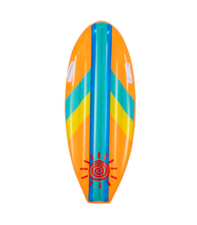 Tradineur - Colchoneta surf infantil hinchable con asas 112 x 40 x 10 cm, flotador inflable flotante natación, niños, playa y piscina, 3-10 años, color aleatorio