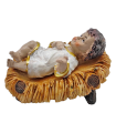 Figura niño Jesús en cuna para pesebre 11 x 7,5 x 4,5 cm, resina, figura decorativa de belén navideño, portal, navidad, decoración tradicional