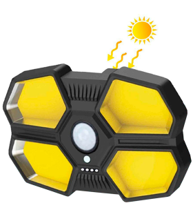 Tradineur - Foco exterior, lámpara solar de pared, recargable, 16 W, 390 lumen, sensor de movimiento, resistente al agua, incluye tornillos y tacos, iluminación de jardín, 13 x 8,5 cm