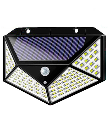 Tradineur - Foco exterior, lámpara solar de pared, recargable, 15 W, 1600 lumen, sensor de movimiento, resistente al agua, incluye tornillos y tacos, iluminación de jardín, 13,5 x 9,7 cm