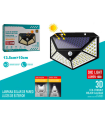 Tradineur - Foco exterior, lámpara solar de pared, recargable, 15 W, 1600 lumen, sensor de movimiento, resistente al agua, incluye tornillos y tacos, iluminación de jardín, 13,5 x 9,7 cm