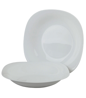 Tradineur - Plato hondo de cerámica modelo "Parma", resistente, vajilla de cocina, apto para lavavajillas y microondas (Blanco, 22,3 x 22,3 cm)