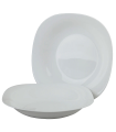 Tradineur - Plato hondo de cerámica modelo "Parma", resistente, vajilla de cocina, apto para lavavajillas y microondas (Blanco, 22,3 x 22,3 cm)