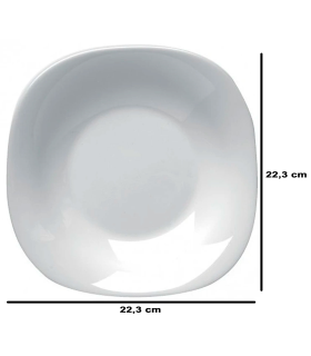 Tradineur - Plato hondo de cerámica modelo "Parma", resistente, vajilla de cocina, apto para lavavajillas y microondas (Blanco, 22,3 x 22,3 cm)