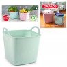 Tradineur - Capazo cuadrado de plástico, cubo flexible multiusos con asas, transporte, ropa, jardín, hogar, fabricado en España,