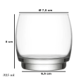 Tradineur - Set de 6 vasos de cristal con base gruesa, modelo Lune, resistentes, aptos para lavavajillas, servir whisky, licores, refrescos (325 ml, 8 x 7,5 cm)