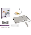 Tradineur - Cortador de queso manual, guillotina de acero inoxidable, incluye 5 hilos de repuesto, corte ajustable, cortar mantequilla, frutas, verduras, diseñado en España, 23 x 24 x 2,2 cm