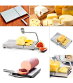 Tradineur - Cortador de queso manual, guillotina de acero inoxidable, incluye 5 hilos de repuesto, corte ajustable, cortar mantequilla, frutas, verduras, diseñado en España, 23 x 24 x 2,2 cm