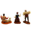 Tradineur - Set de 2 pastores y costurera para Belén, durexina, figuras decorativas de aldeanos para nacimiento, adorno artesano, pesebre, Navidad, 10 cm