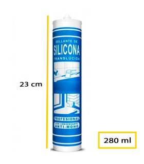 Tradineur - Sellador de silicona translúcida en cartucho, anti-moho, flexible, cocina, baño, ventanas, juntas, interior y exterior, 280 ml