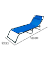 Tradineur - Silla / Tumbona plegable de acero, reclinable, reposacabezas acolchado, tejido resistente. Color Azul. 190 x 58 x 27 cm