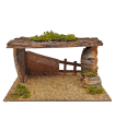 Tradineur - Cueva, portal de 14 x 27 x 15 cm para figuras de nacimiento de 10 cm, pesebre para belén navideño, corcho y resina, figura decorativa navidad, decoración tradicional