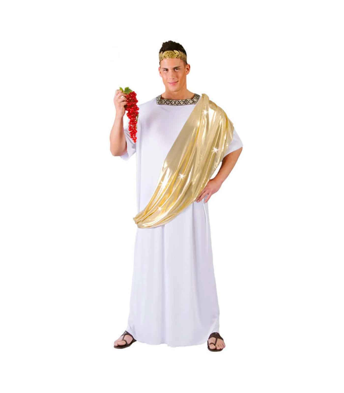 Disfraz de César con toga de color blanco y dorado para jóvenes y adultos para carnaval, halloween, celebraciones, Talla única