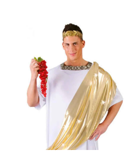 Disfraz de César con toga de color blanco y dorado para jóvenes y adultos para carnaval, halloween, celebraciones, Talla única