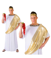 Disfraz de César con toga de color blanco y dorado para jóvenes y adultos para carnaval, halloween, celebraciones, Talla única