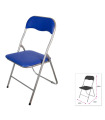 Silla plegable metal, asiento y respaldo acolchado, gomas antideslizantes, reposapiés, jardín, camping, hogar (Azul oscuro, 80 x 43 x 45 cm)