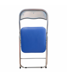 Silla plegable metal, asiento y respaldo acolchado, gomas antideslizantes, reposapiés, jardín, camping, hogar (Azul oscuro, 80 x 43 x 45 cm)