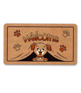 Tradineur - Felpudo Welcome Perro - Fabricado en Polipropileno - Ideal para dar la bienvenida a tus amigos en tu hogar - Antideslizante - 40 x 70 cm