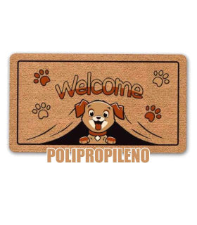 Tradineur - Felpudo Welcome Perro - Fabricado en Polipropileno - Ideal para dar la bienvenida a tus amigos en tu hogar - Antideslizante - 40 x 70 cm