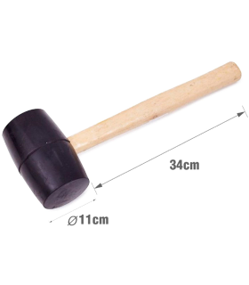 Tradineur - Martillo de goma de 750 G - Longitud 33 cm - Mango de madera - Ideal para obras de bricolaje y carpintería