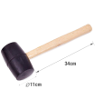 Tradineur - Martillo de goma de 750 G - Longitud 33 cm - Mango de madera - Ideal para obras de bricolaje y carpintería