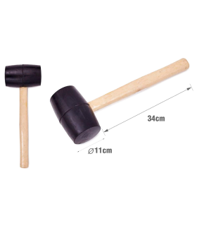 Tradineur - Martillo de goma de 750 G - Longitud 33 cm - Mango de madera - Ideal para obras de bricolaje y carpintería