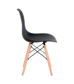 Silla con patas de madera y asiento de plástico negro 81 x 45 x 46 cm, estilo nórdico, silla de interior, diseño escandinavo, ideal para comedor, estudio, sala de estar, cocina, dormitorio