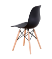 Silla con patas de madera y asiento de plástico negro 81 x 45 x 46 cm, estilo nórdico, silla de interior, diseño escandinavo, ideal para comedor, estudio, sala de estar, cocina, dormitorio