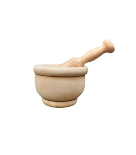 Artema - Mortero de madera natural, diámetro 14 cm con mazo de 19 cm. Mortero manual de cocina para moler ajo, especias y hierbas