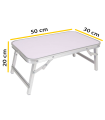 Tradineur - Mesa de aluminio plegable para cama, bandeja con patas para desayuno, ordenador portátil, multifuncional, portátil, ligera, 50 x 30 x 20 cm