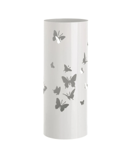 Paragüero metálico redondo diseño de mariposas 49 x 19,5 cm, estilo moderno, soporte para paraguas con recipiente de plástico, ideal para recibidor, oficina, espacios públicos, hogar, color aleatorio