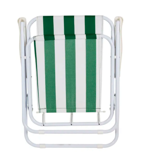 Tradineur - Silla de playa plegable, diseño a rayas, estructura metálica blanca y asiento de tela, ligera y resistente, máx. 110 kg, jardín, pesca, camping, 75 x 51 x 44 cm, color aleatorio