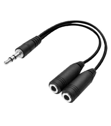 Cable corto de audio, mini jack macho de 3,5 mm a doble mini jack hembra de 3,5 mm, reproductores de música, altavoces (Negro, 13 cm)