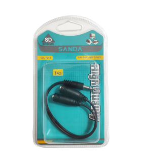 Cable corto de audio, mini jack macho de 3,5 mm a doble mini jack hembra de 3,5 mm, reproductores de música, altavoces (Negro, 13 cm)