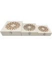 Tradineur - Set de 3 cajas de madera natural con tapa decorada, juego cajas decorativas sin tratar, cierre metálico, almacenaje joyas, manualidades, hogar