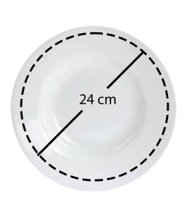 Tradineur - Plato hondo redondo de vidrio opal, ideal para servir postres, aperitivos o comidas, apto para lavavajillas. 3,5 x 24 cm (alto x diámetro)