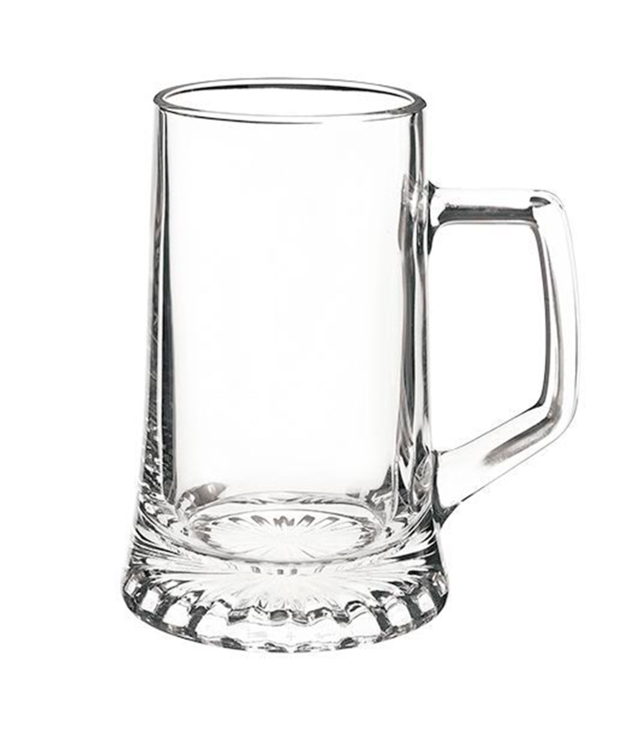 Tradineur - Set de 6 jarras de cerveza de vidrio 51 cl, modelo Stern, vasos base gruesa y asa 14,9 x 9,8 cm, vidrio pesado y resistente, celebración, fiesta, regalo